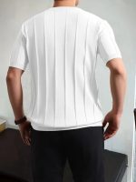 Erkek Kısa Kollu Bisiklet Yaka çizgili Triko Tshirt - Görsel 3
