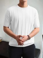 Erkek Kısa Kollu Bisiklet Yaka çizgili Triko Tshirt - Görsel 4