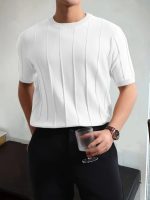 Erkek Kısa Kollu Bisiklet Yaka çizgili Triko Tshirt - Görsel 5