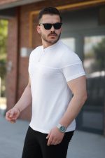 Erkek Hakim Yakalı Kısa Kollu Pamuklu T-shirt - Görsel 2