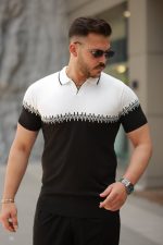 Erkek Hemşire Yaka çift Renk Kısa Kollu Tişört