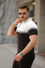 Erkek Hemşire Yaka çift Renk Kısa Kollu Tişört - Görsel 2