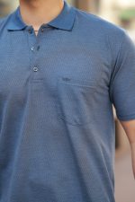 Erkek Yakalı Mini Jakarlı Kısa Kollu T-shirt - Görsel 3