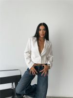 DERİ CROP CEKET TEK DÜĞME - Görsel 4