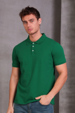 Erkek Slim Fit Pamuklu Yumuşak Doku Nefes Alan Kumaş Yakalı Tişört - Görsel 2