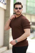 Erkek Bisiklet Yaka Jakarlı Kısa Kollu Tshirt - Görsel 2