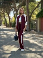 Kadın Hakim Yaka şerit Detay Hırka Ve Bol Paça Pantolon Ikili Takım - Görsel 4
