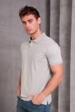 Erkek Slim Fit Pamuklu Yumuşak Doku Nefes Alan Kumaş Yakalı Tişört - Görsel 4