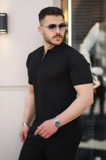 Erkek Yakası Fermuarlı Kısa Kollu T-shirt - Görsel 2