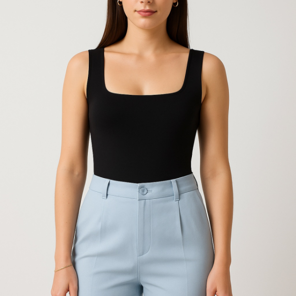Kare Yaka Kalın Askılı Bodysuit