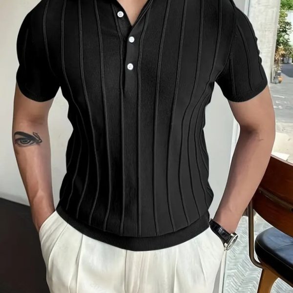 Erkek Kısa Kollu Yakalı önden Düğmeli Triko Bluz