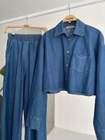 Denim Gömlek Plazzo Pantolon Takım 10163-08 - Görsel 12