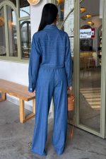 Denim Gömlek Plazzo Pantolon Takım 10163-08 - Görsel 4