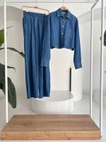 Denim Gömlek Plazzo Pantolon Takım 10163-08 - Görsel 10