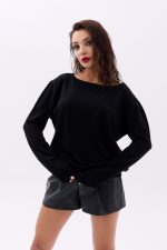 4216 TRİKO DÜZ SALAŞ KAZAK-SİYAH - Görsel 2