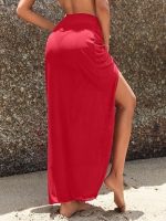 Kadın Yüksek Bel Yandan Büzgülü Uzun Tül Detaylı Pareo - Görsel 4