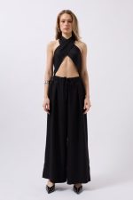Düşük Bel Oversize Keten Pantolon - Görsel 2