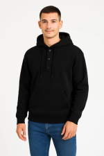 Erkek Ovarsize Kapüşonlu Swetshirt Kanguru Çepli Cıtcıtlı 3 Iplik Şardonlu Hoodie - Görsel 3