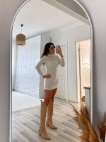 Kadın Uzun Kollu Peluş Mini Boy Elbise - Görsel 5