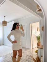 Kadın Uzun Kollu Peluş Mini Boy Elbise - Görsel 6