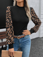 Kadın Uzun Kollu Yarı Balıkçı Yaka Leopar Detaylı Kaşkorse Bluz - Görsel 7