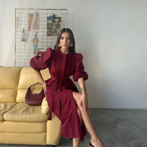 TENCEL KARPUZ KOL ELBİSE