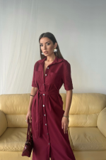 TENCEL ÖNDEN DÜĞMELİ KISA KOL ELBİSE - Görsel 4