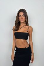 Askı Detay Straplez Dokulu Crop - Görsel 2