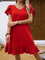 Kadın Kısa Kollu Bisiklet Yaka Fırfırlı Aerobin Elbise - Görsel 2