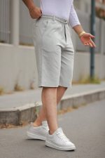 Erkek Beli Bağcıklı Ve Düğmeli Bezayağı Kumaş şort - Görsel 2