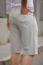 Erkek Beli Bağcıklı Ve Düğmeli Bezayağı Kumaş şort - Görsel 3