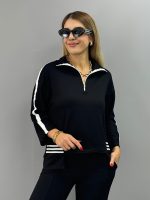 Kadın Polo Yaka Paça Yırtmaçlı Ribanalı İkili Takım - Görsel 2