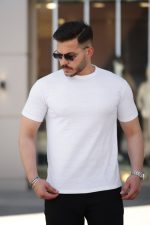 Erkek Ağaç Kabuğu Desenli Kısa Kollu T-shirt