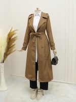 Astarlı Kemerli Trenckot -Taba - Görsel 2