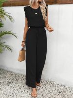 Kadın Kolsuz Bisiklet Yaka Aerobin Bluz Ve Bağcıklı Pantolon - Görsel 4