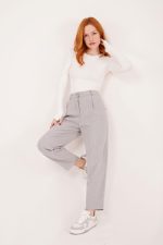 Kapama Cep Detaylı Gri Pantolon - Görsel 3