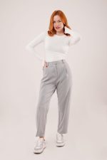 Kapama Cep Detaylı Gri Pantolon - Görsel 4