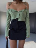 GABARDİN KISA ETEK CEP DETAYLI - Görsel 3