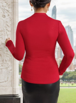 Kadın Uzun Kollu Omuz Dekolte Ve Aksesuar Detay Viskon Bluz - Görsel 6