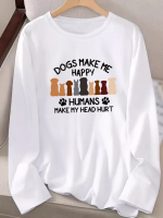 Kadın Uzun Kollu Bisiklet Yaka Köpek Resimli Viskon Bluz - Görsel 2