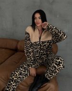 Kadın 3 Iplik Kumaş Leopar Desenli Ikili Takım - Görsel 8