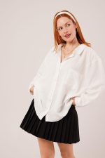 Basic Oversize Beyaz Gömlek - Görsel 4