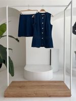 Kolsuz Yelekli Mini Etekli Denim Takım 10164 - Görsel 9