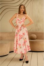 Pembe İnce Kemer Detaylı Elbise - Görsel 2