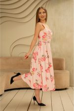 Pembe İnce Kemer Detaylı Elbise - Görsel 4