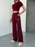 Osy Modal Yumuşak Dokulu Kumaş Nakış Işlemeli Rahat Bol Paça Eşofman Pantalon