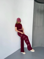 Osy Modal Yumuşak Dokulu Kumaş Nakış Işlemeli Rahat Bol Paça Eşofman Pantalon - Görsel 3