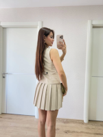 Takım Görünümlu Yelekli Mini Elbise- Bej - Görsel 3