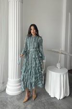 Mint Uzun Volanlı Elbise - Görsel 2