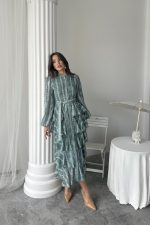 Mint Uzun Volanlı Elbise - Görsel 3